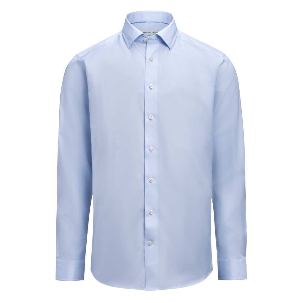 GB 02 Twill Stretch  Hemd Regular Fit Heren - Hemelsblauw