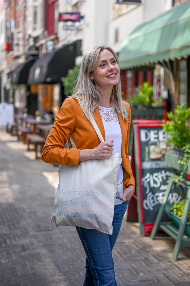 Katoenen tas met lange hengsels, 140 gr/m²